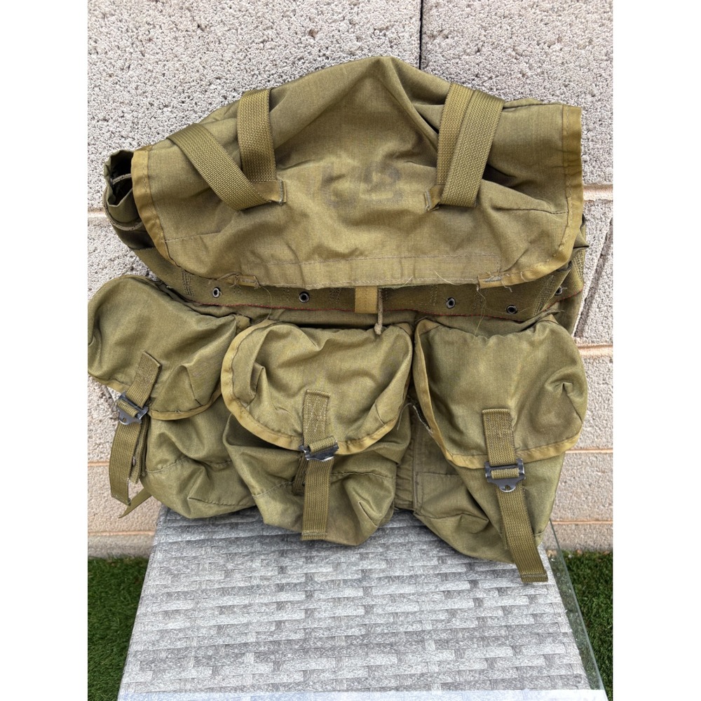 Vintage US Military ALICE Field Pack Olive Drab Canvas Backpack Medium No Frame